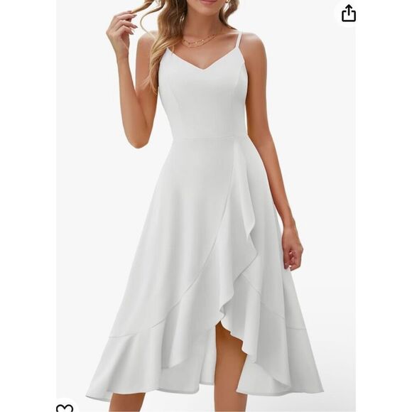 DRESSTELLS Women's Cocktail Party Dress, Formal Wedding Guest High Low Dress, Fi - Picture 1 of 10